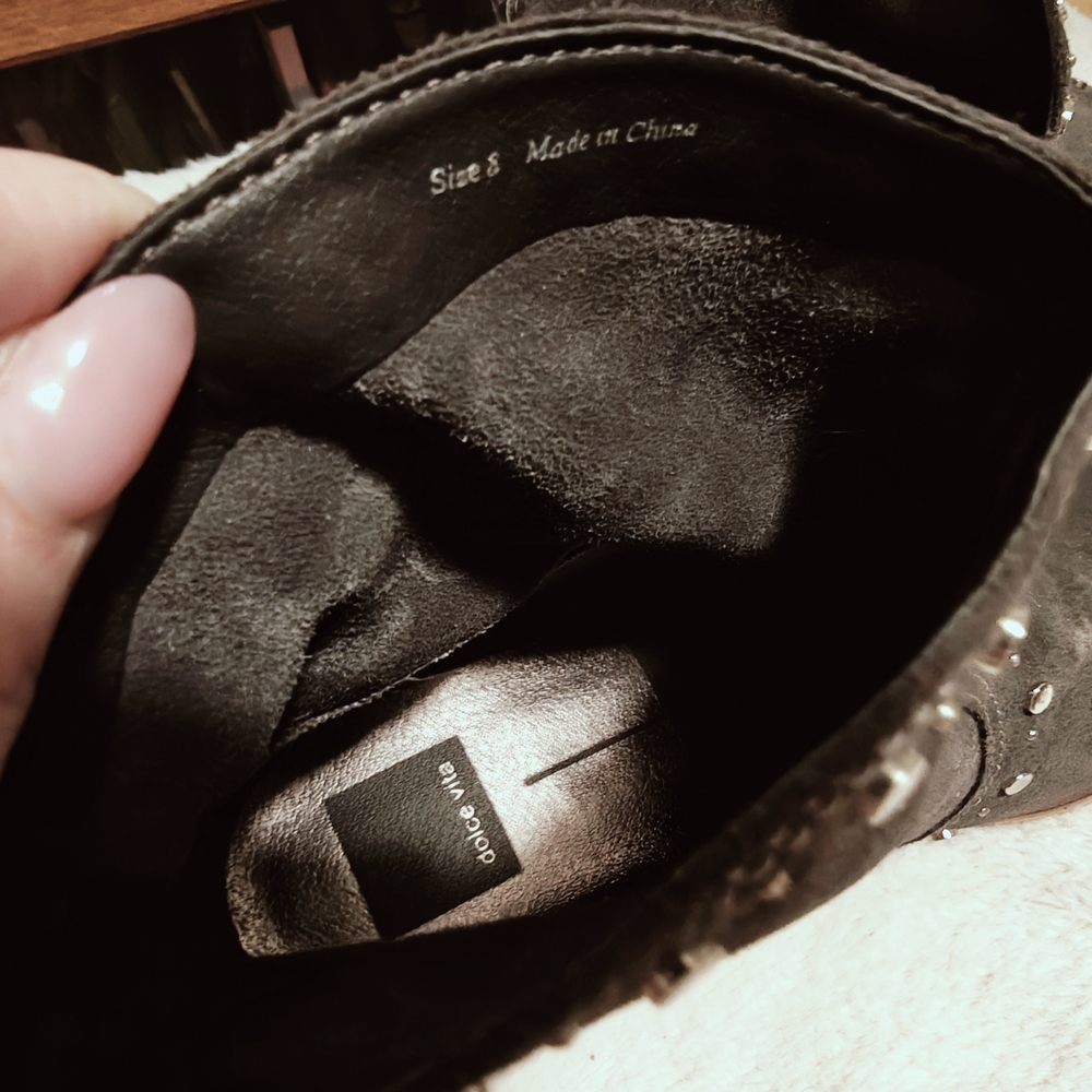 Dolce Vita Studded Dark Gray Ankle Boots - Picture 2 of 2
